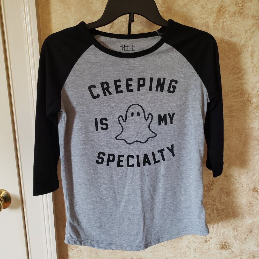 Creeping Is My Specialty Halloween Ghost baseball tee